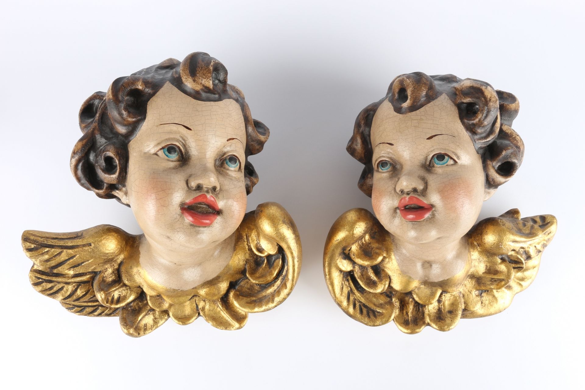 Konvolut von 6 Holz Cherub - Engel im Barockstil, lot of 6 wooden cherubs - angels, - Image 2 of 5