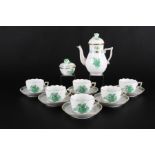 Herend AV Apponyi Vert Mokka Kaffeeset für 6 Personen, mocha coffee set for 6 pers.,