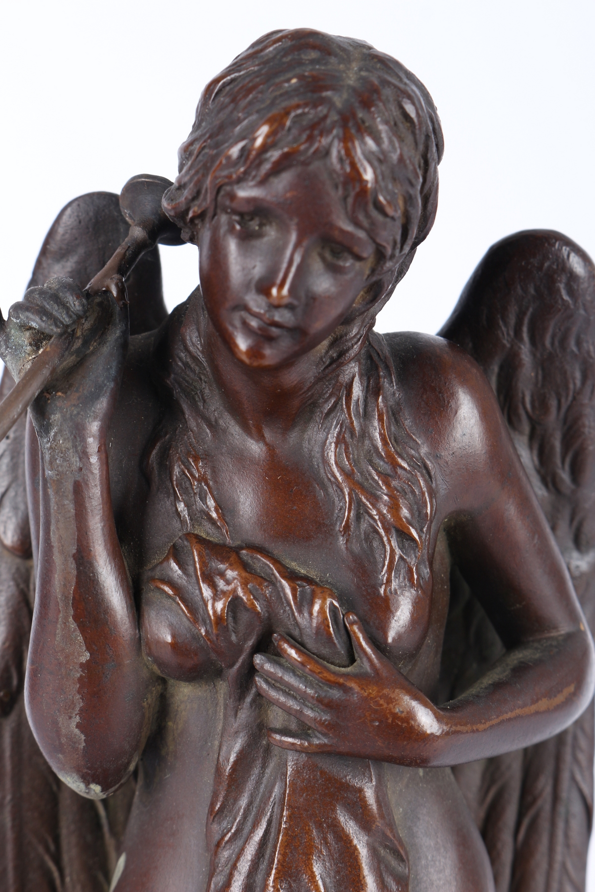 Bronze Engel mit Fanfare um 1900, bronce angel with trumpet around 1900, - Image 5 of 5