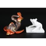 Herend - Fisch als Visitenkartenhalter und Fledermaus, fish as a card holder and bat,