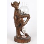 Holzfigur - Faun als Karaffenhalter, wooden figure - faun as a carafe holder,