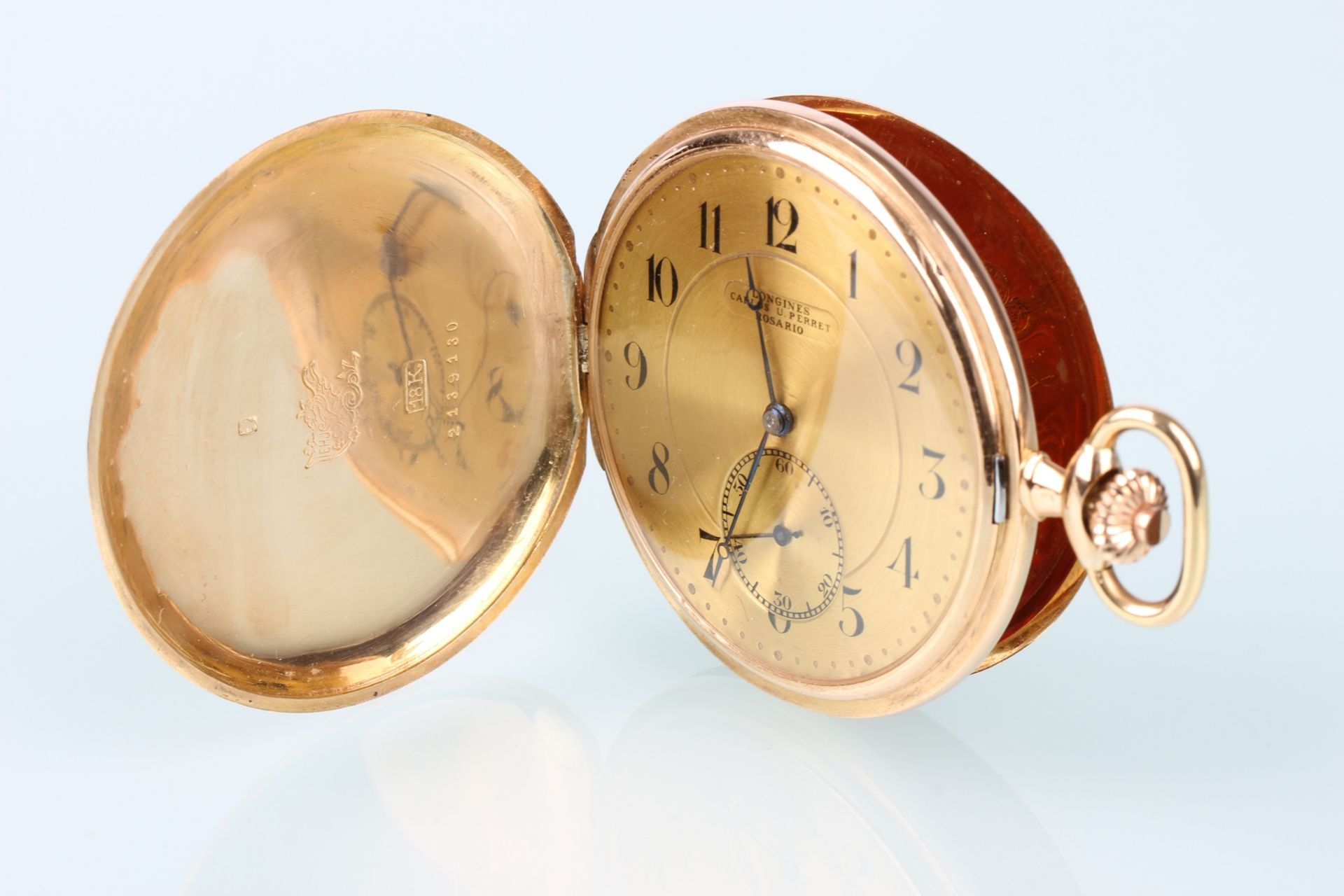 Longines 750 Gold Taschenuhr ca. 1900-1905, 18K pocket watch - Image 2 of 7