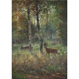 Carl Friedrich Deiker (1836-1892) Waldlandschaft mit Rehen, forest landscape with deers,