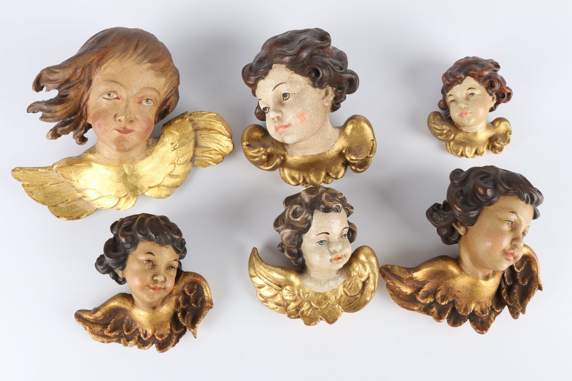 Konvolut von 8 Holz Cherub - Engel im Barockstil, lot of 8 wooden cherubs - angels, - Image 4 of 5