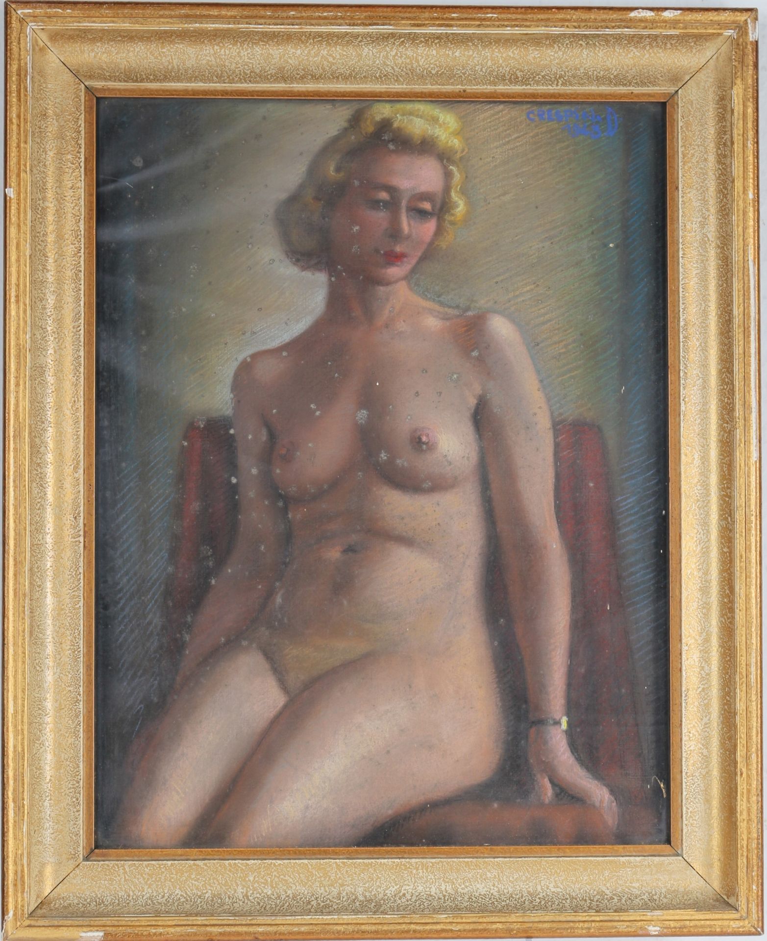 Adolphe Crespin (1859-1944) Frauenakt, blonde sitzende Dame, sitting nude act, - Image 2 of 4