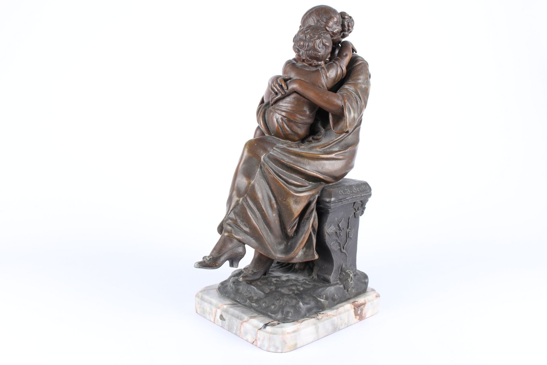 A.J. Scotte (1885-1905) Figur Premiere Caresses - Mutter mit Sohn, bronze sculpture, - Image 4 of 7