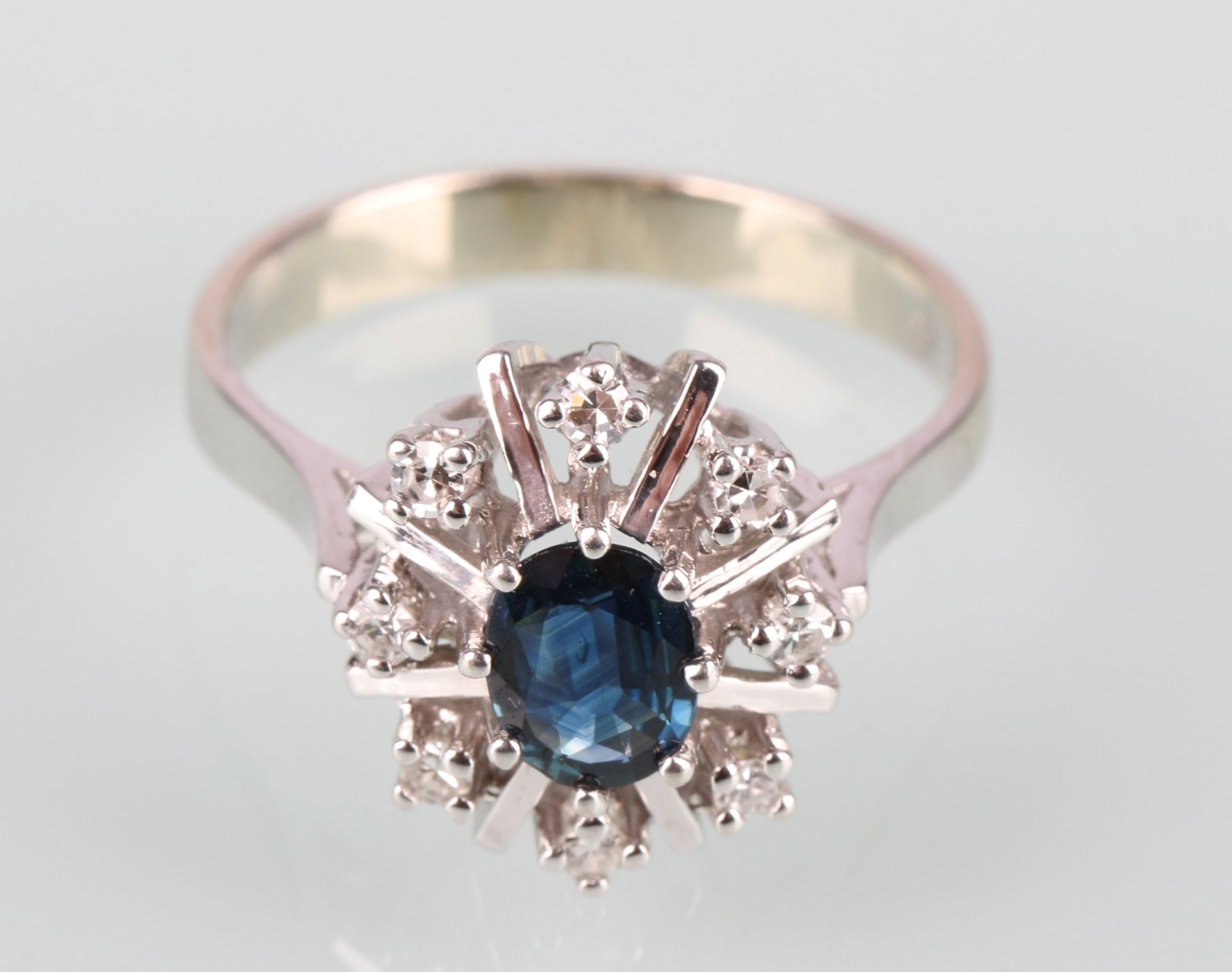 585 Gold Saphire Ring mit Brillanten, 14K gold sapphire diamond ring,