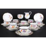 Meissen A-Kante 8 Teegedecke mit Milchkanne und Zuckerdose, tea cup set,