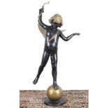 Riesige Bronze - Amor auf Goldkugel "H 152 cm", huge amor on golden ball,