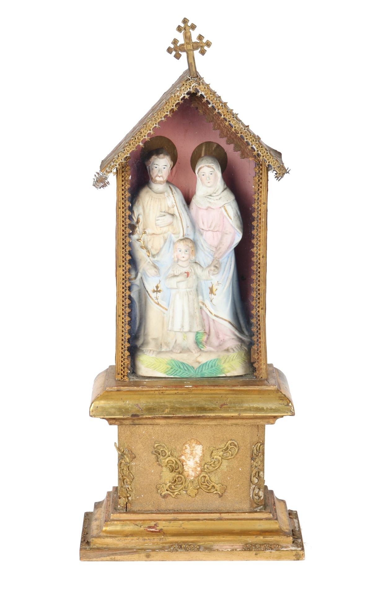 Diorama Spieluhr um 1920, Heilige Familie mit Weihnachtsliedern, music box, holy family,