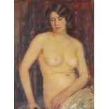 Unbekannter Maler, großer weiblicher Akt einer brünetten Frau, nude act,