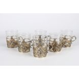 800 Silber 6 Teeglashalter, silver tea glasses,