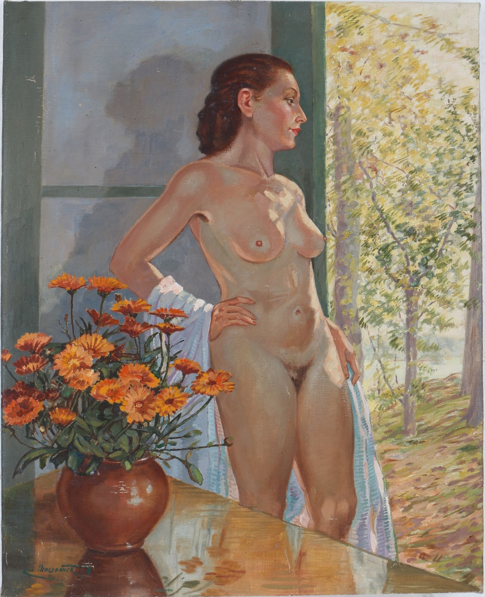 Rudolf Neugebauer (1892-1961) Weiblicher Akt am Fenster,