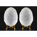Lalique Grillons 2 Eier, french crystal decorative eggs,