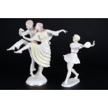 Hutschenreuther Tanzendes Paar und Tennisspielerin, dancing couple and tennis player,