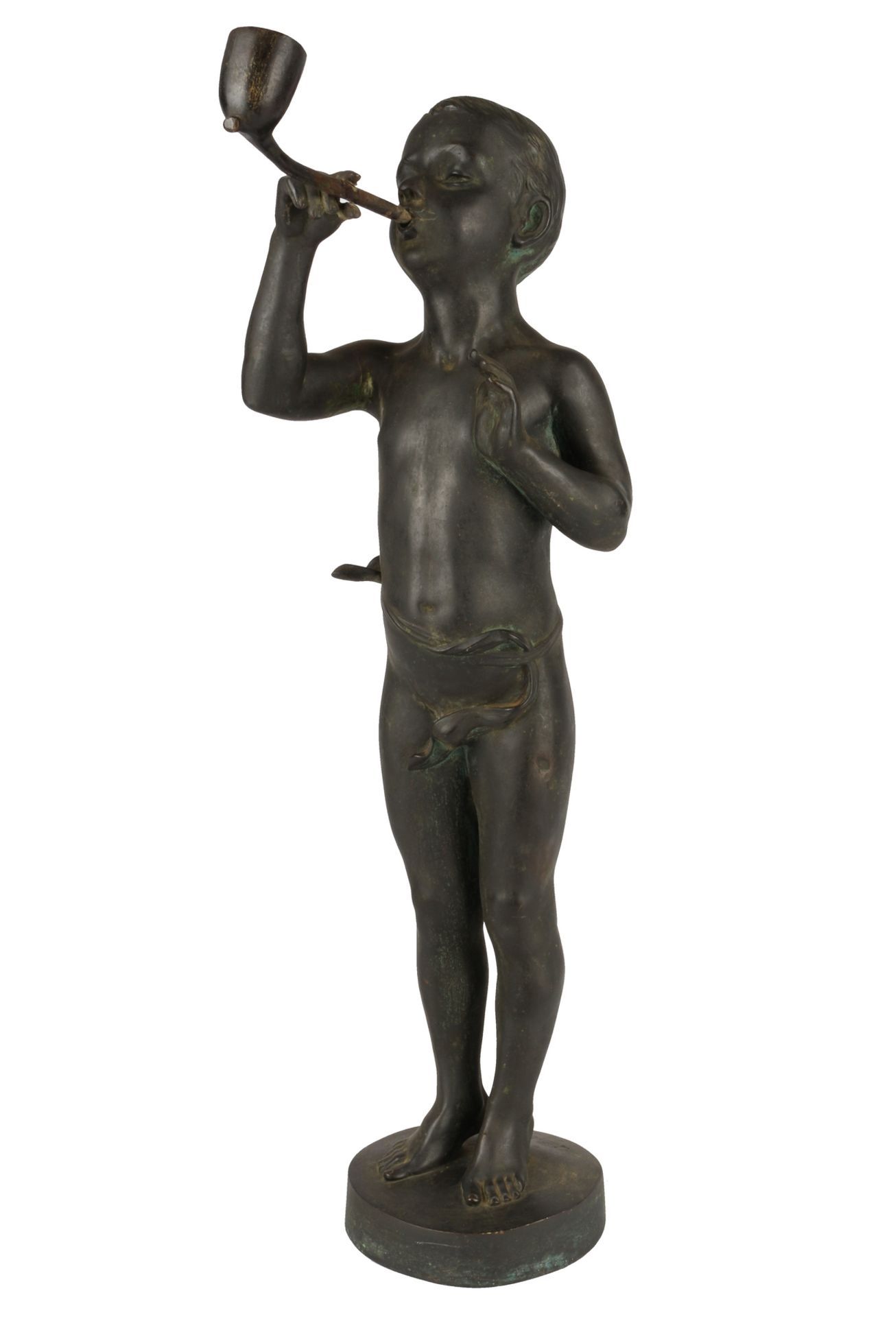 Otto Dobbertin (XIX) Bronze Junge mit Pfeife, Düsseldorfer Bronzebildgiesserei GmbH, um 1900
