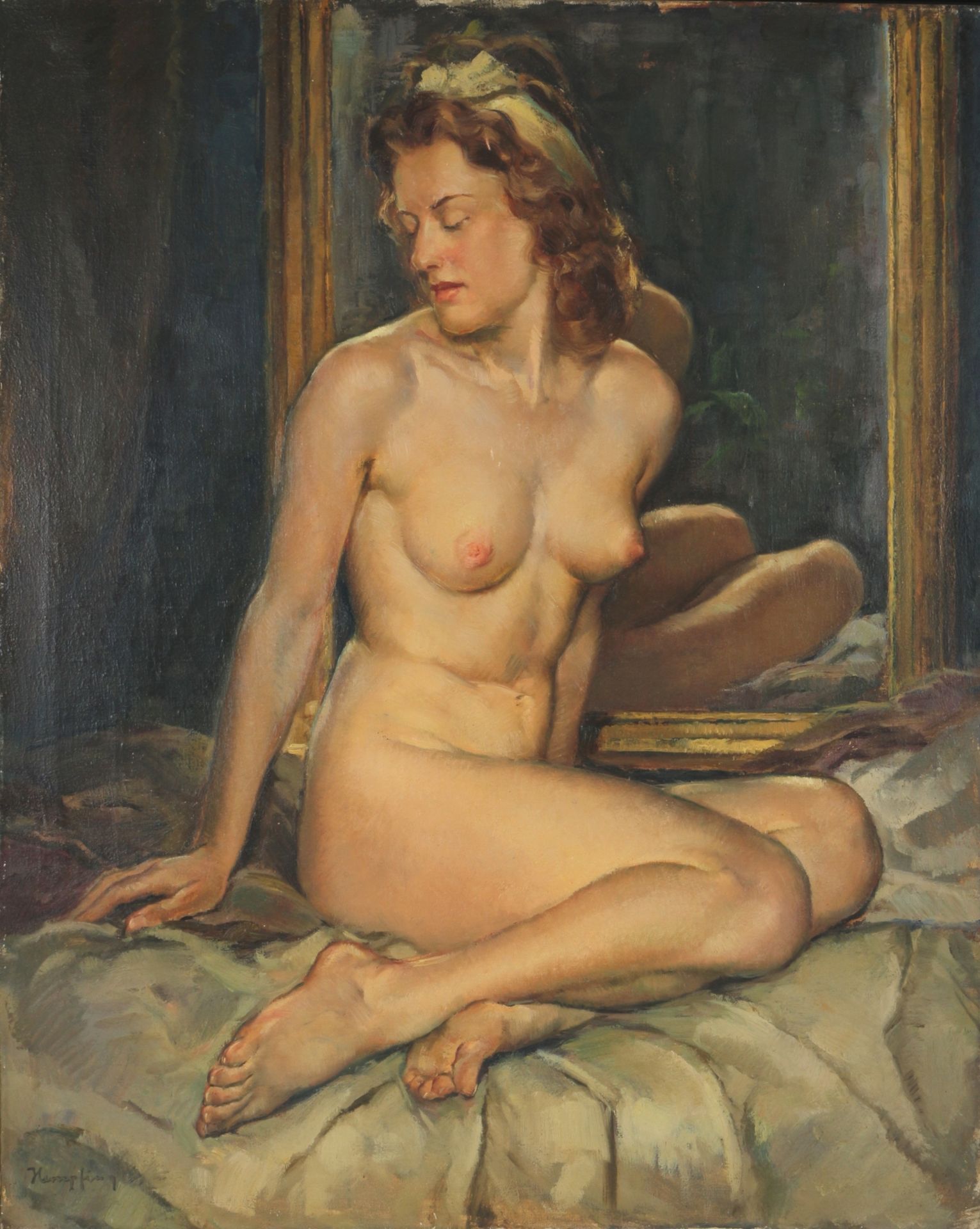 Wilhelm Hempfing (1886-1948) weiblicher Akt einer jungen Schönheit, nude act,