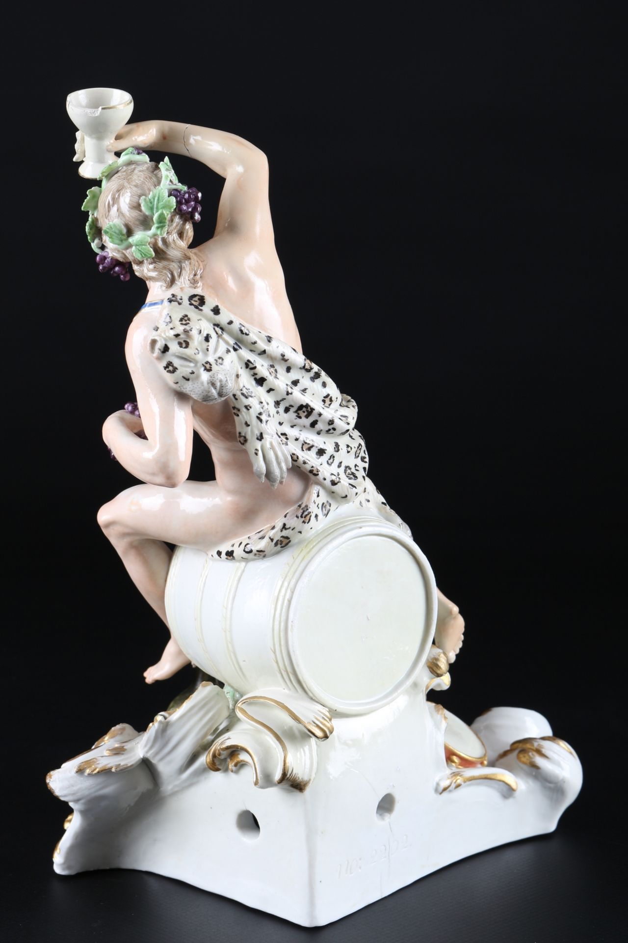 Meissen um 1800, Figurengruppe Bacchus auf Weinfass #2202, figure group bacchante on winebarrel, - Image 3 of 5