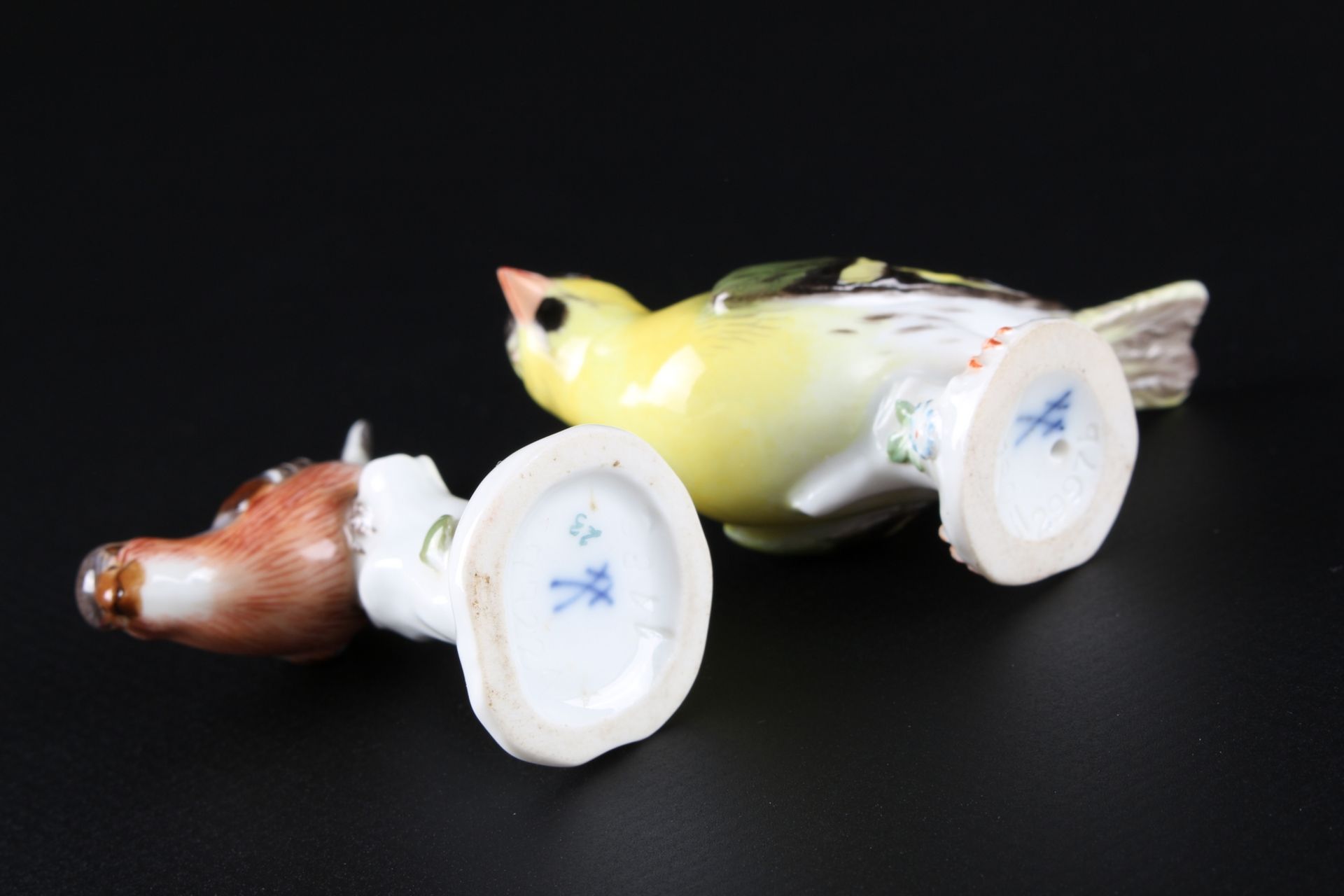 Meissen Zeisig und Buchfink, porcelain bird siskin and chaffinch, - Image 6 of 7