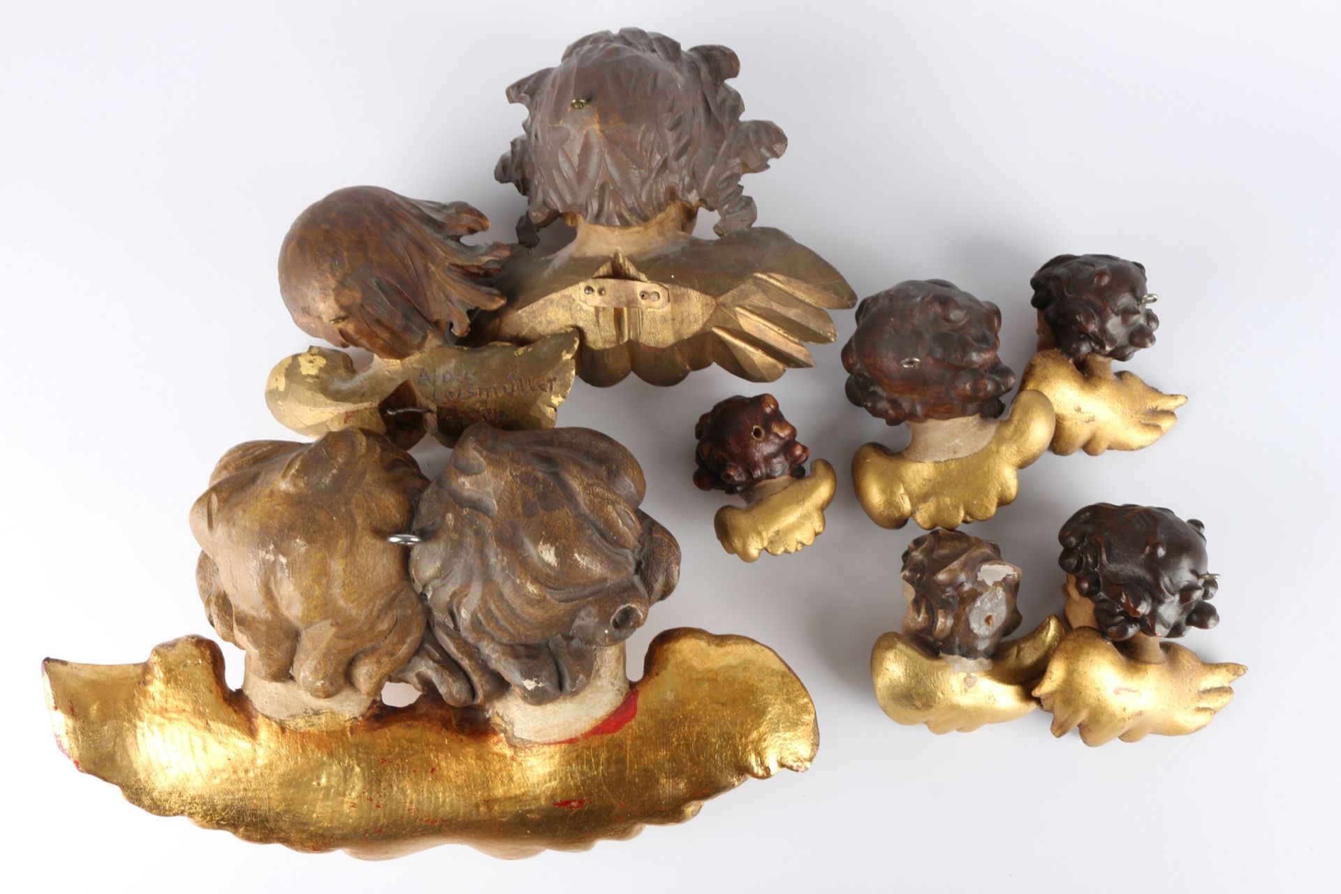 Konvolut von 8 Holz Cherub - Engel im Barockstil, lot of 8 wooden cherubs - angels, - Image 5 of 5