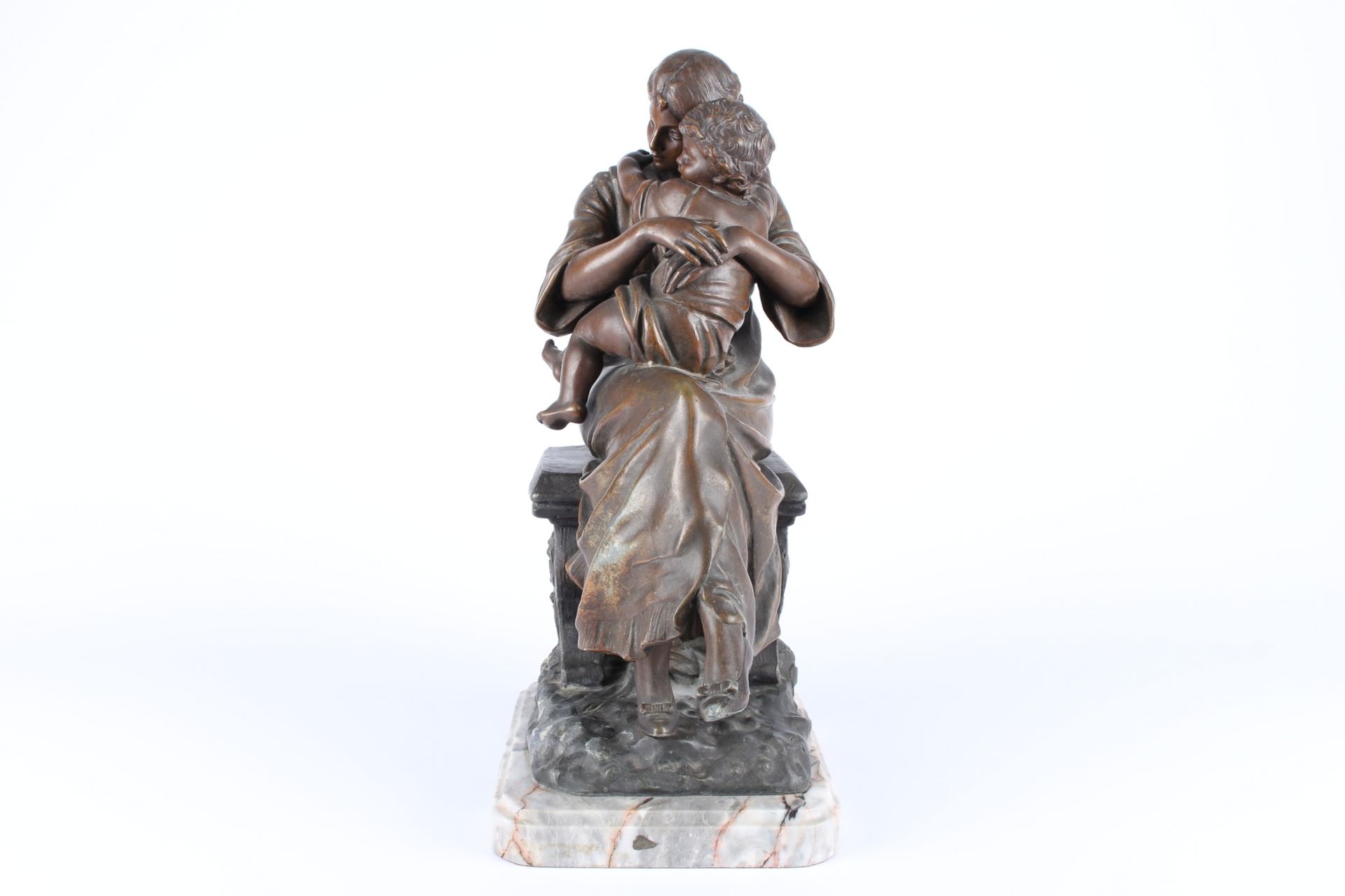 A.J. Scotte (1885-1905) Figur Premiere Caresses - Mutter mit Sohn, bronze sculpture, - Image 3 of 7