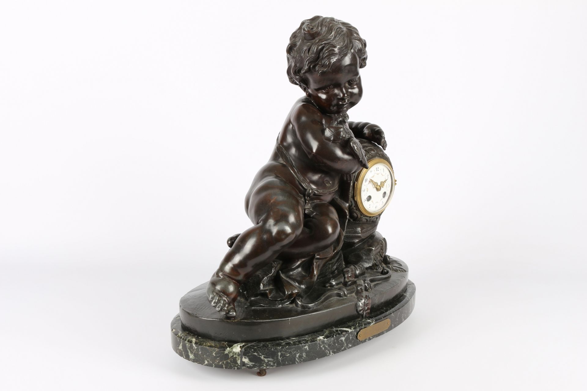 Große Putto Kaminuhr, Frankreich 19. Jahrhundert, french putti mantel clock 19th century, - Image 2 of 5