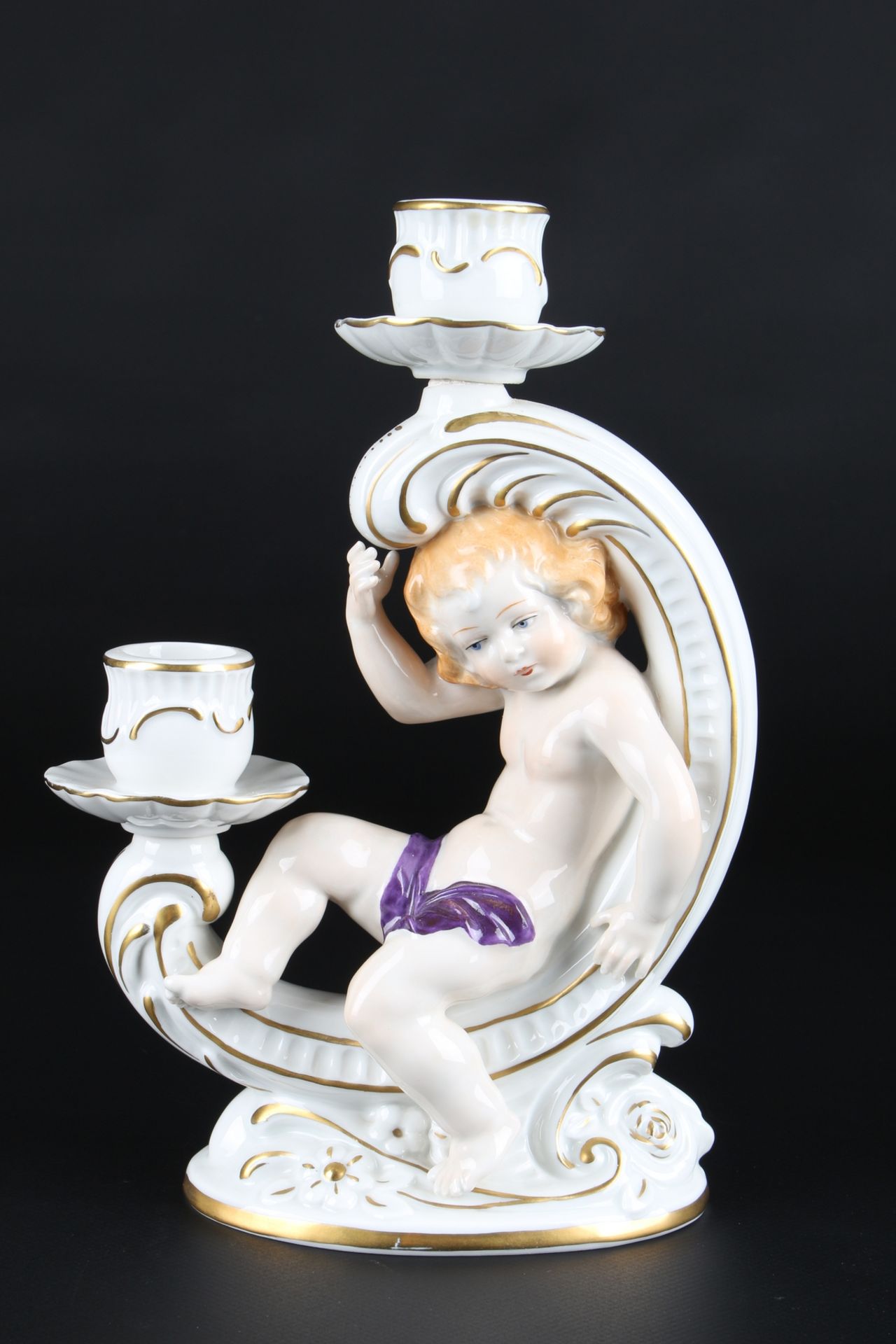 Aelteste Volkstedt Rudolstadt Putto Kerzenleuchter, candlestick,