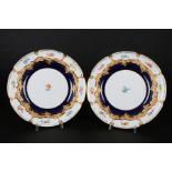 Meissen B-Form 2 Speiseteller kobaltblau, porcelain 2 dining plates B-shape with,