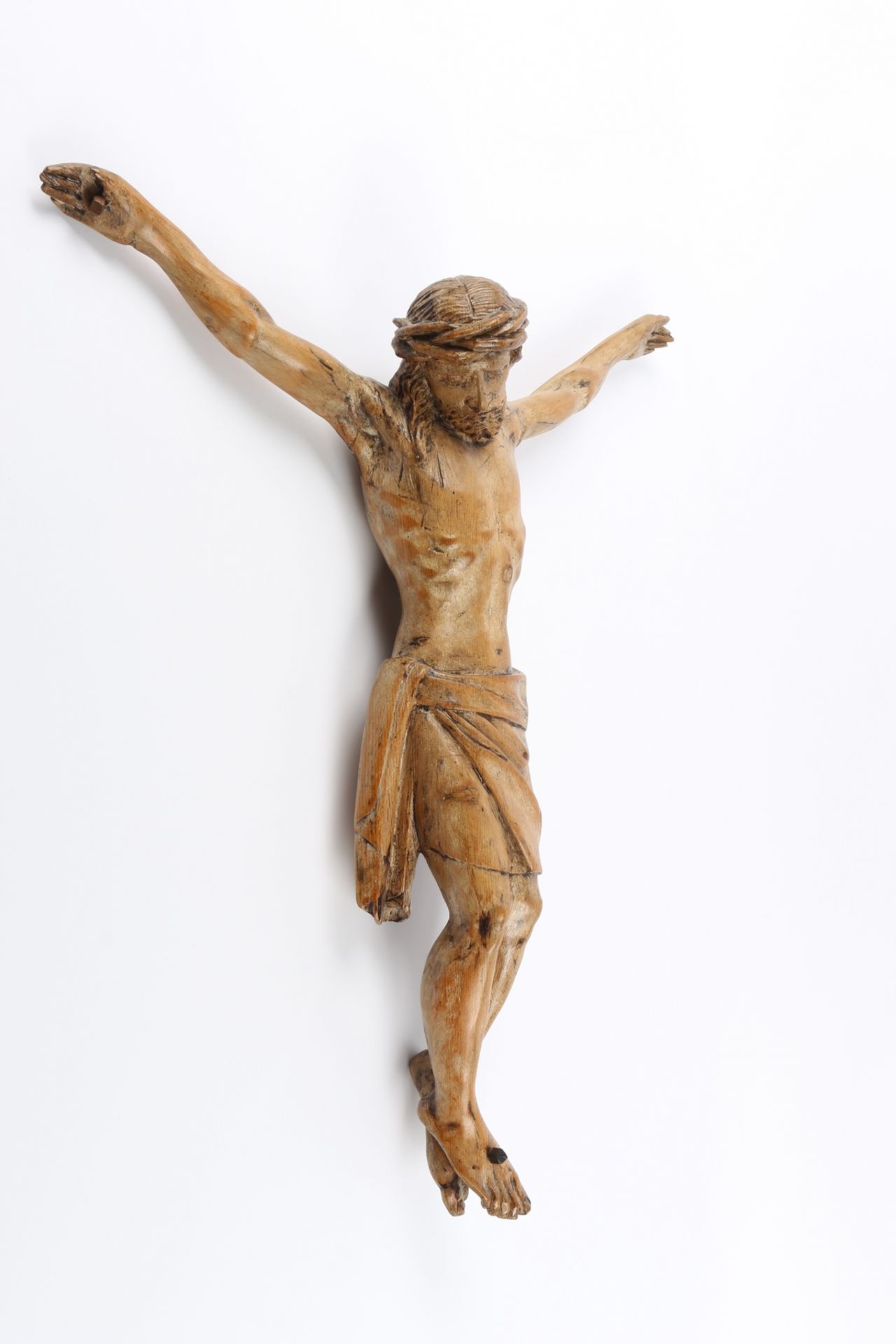 Heiligenfigur 19. Jahrhundert Jesus Christus, 19th century wooden body, - Image 3 of 4