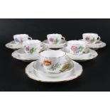 Meissen 6 Kaffeegedecke Blumenmalerei 1.Wahl, coffee cups,