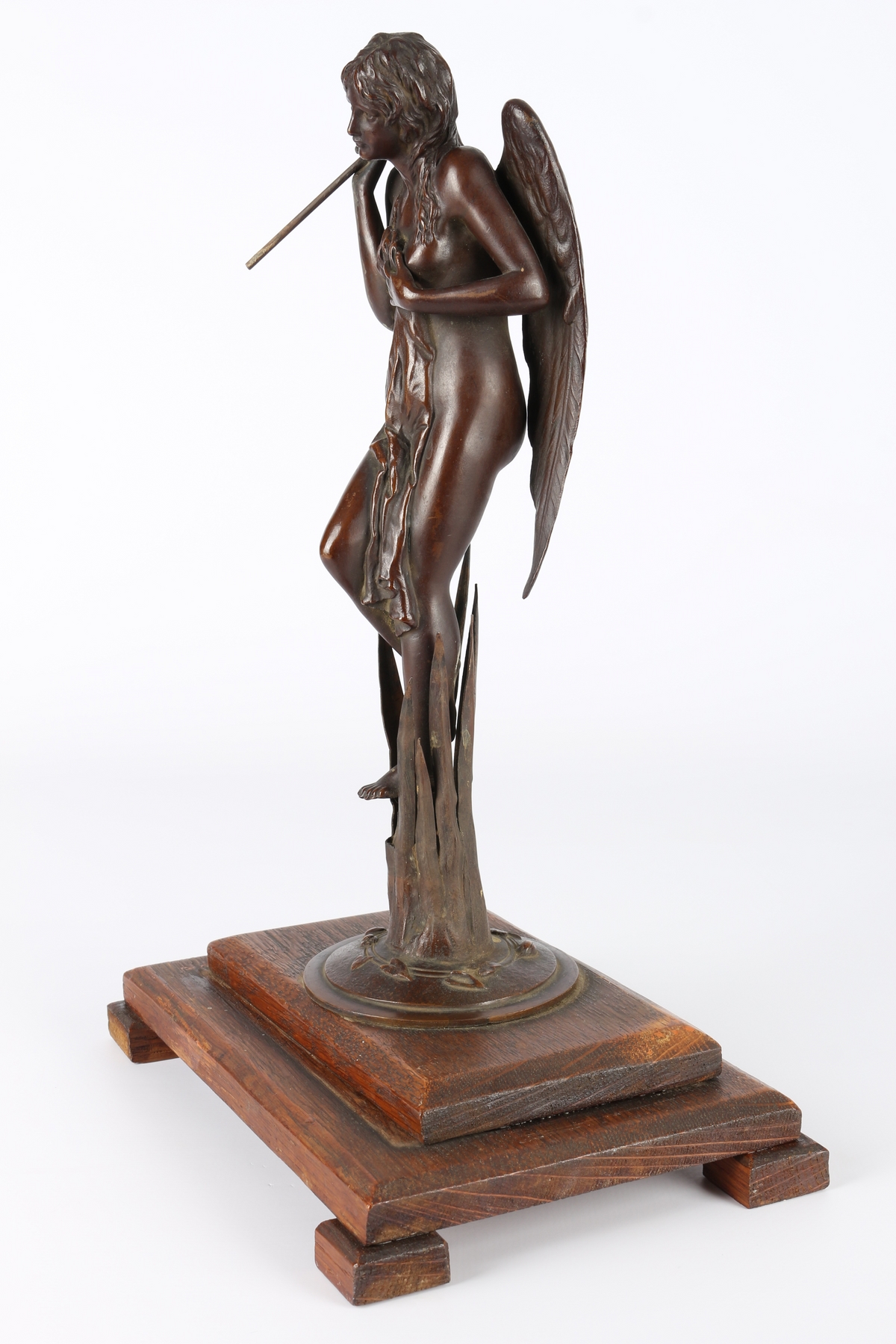 Bronze Engel mit Fanfare um 1900, bronce angel with trumpet around 1900, - Image 2 of 5