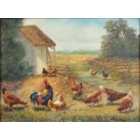 Willi Franken (1882-1960) Gockel mit Hühnerschar, cock and chickens,