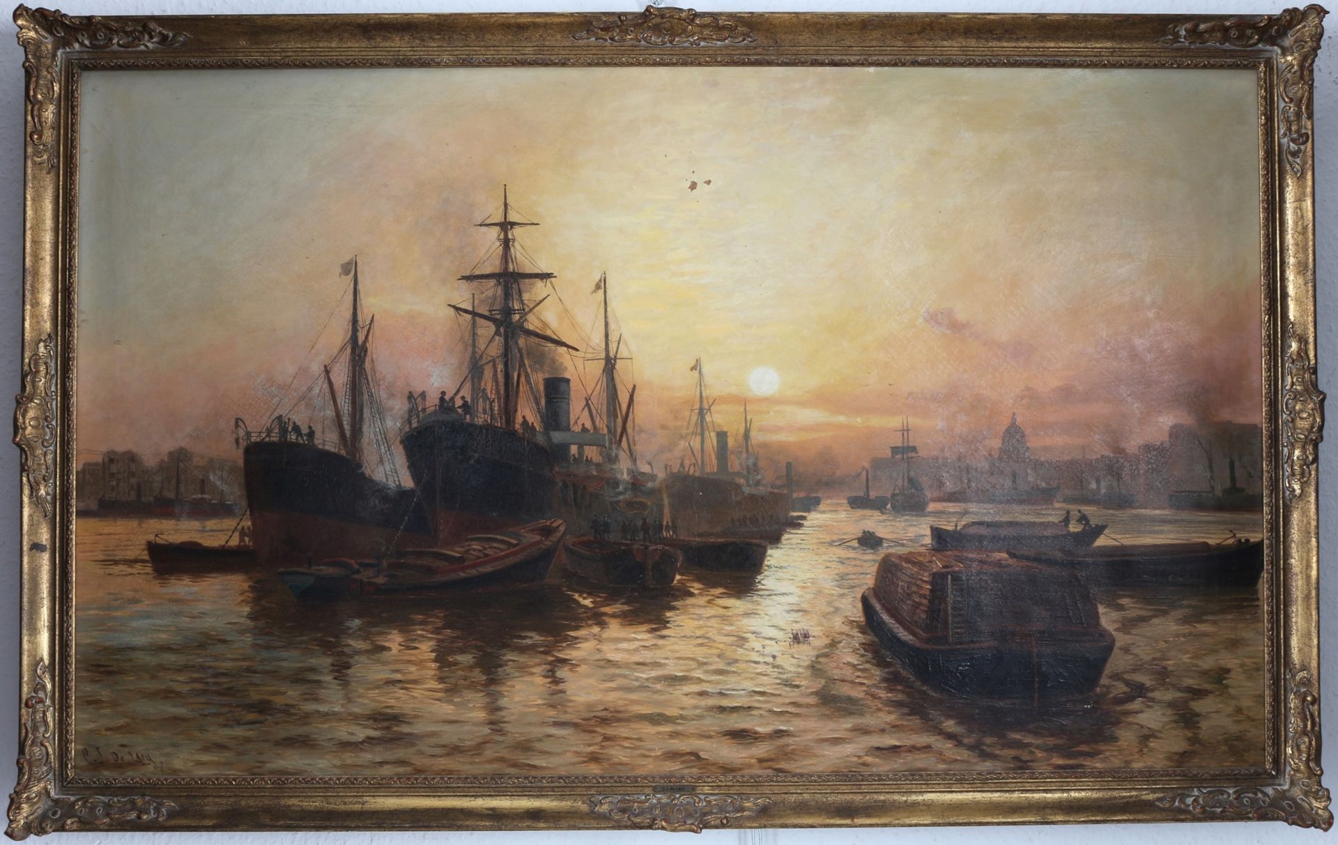 Charles John De Lacy (1856-1929) Londoner Hafenansicht, harbour view, - Image 2 of 5