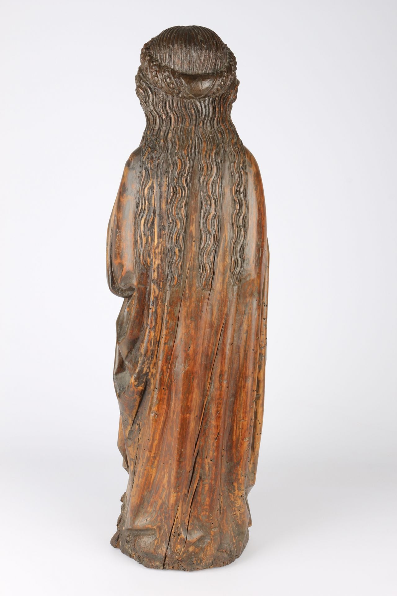 Heilige Barbara, Frankreich 16./17. Jahrhundert, wooden figure of a saint, probably France 16th cen - Image 4 of 5