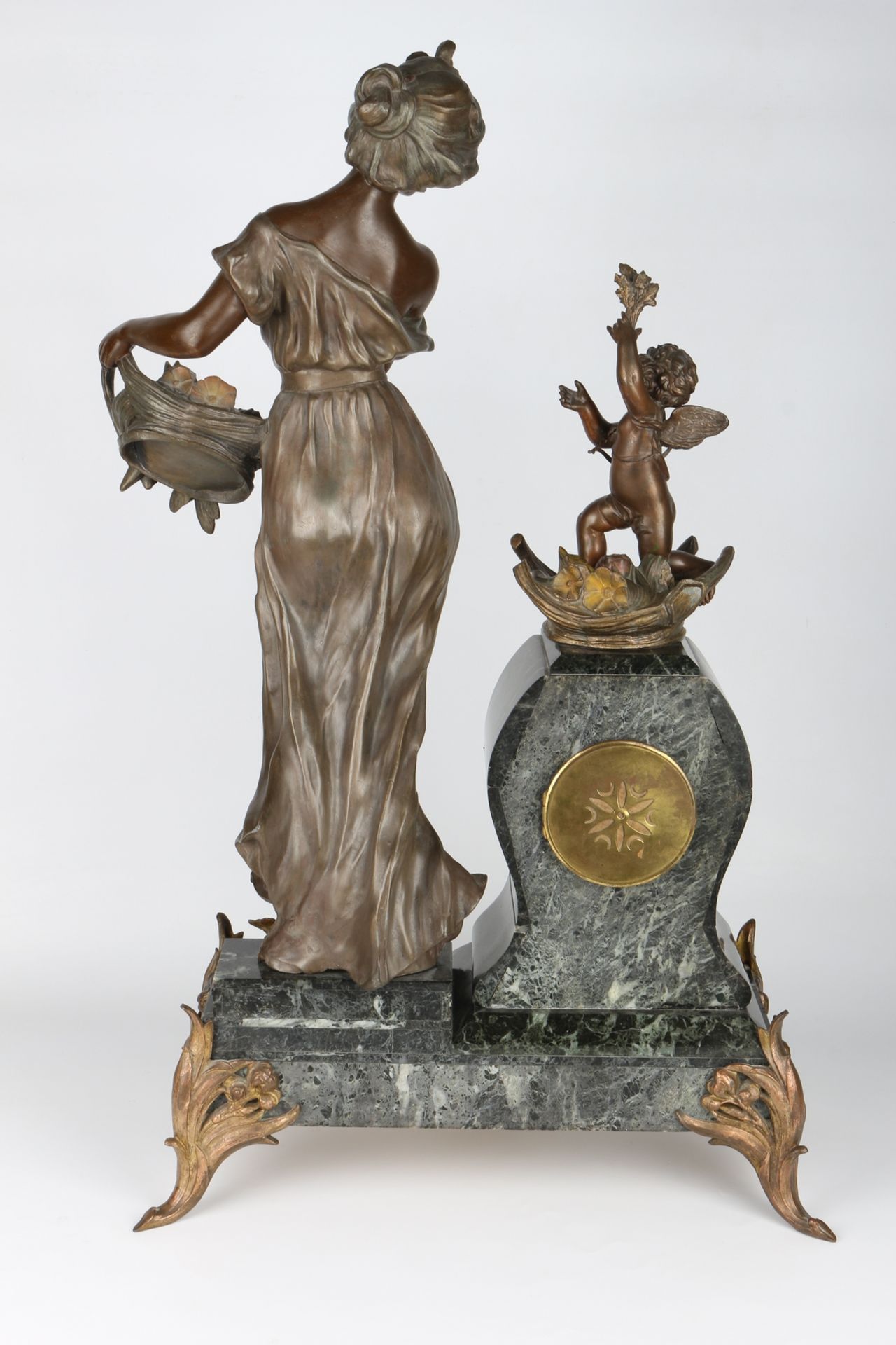 XXL Figuren Kaminuhr - Distraction par Francisco Flora (*1857), Frankreich um 1900, french mantel cl - Image 4 of 5