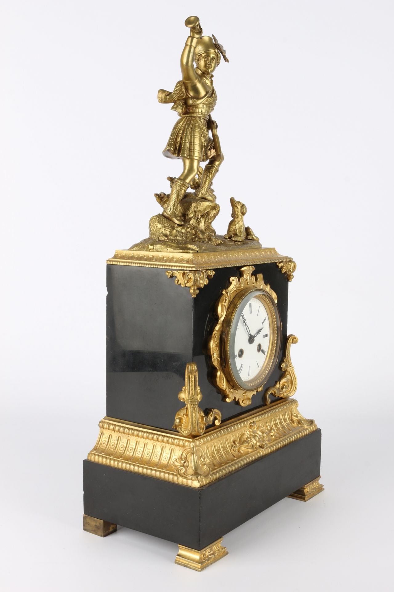 Bronze Figuren-Pendule / Kaminuhr Frankreich 19. Jahrhundert, french mantel clock 19th century, - Image 3 of 6