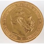 20 Mark Goldmünze 1884 A Wilhelm Kaiserreich Preussen, gold coin,