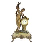 Jugendstil Figuren-Kaminuhr L'Aurore, Frankreich um 1900, art nouveau french mantel clock ca. 1900,