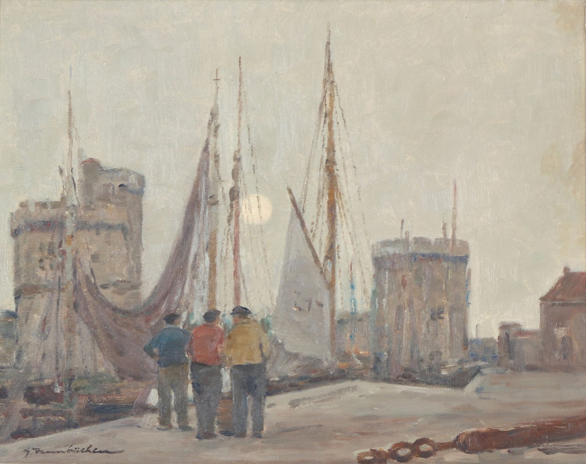 Georg Hambüchen (1901-1971) Hafenszene, harbor scene,