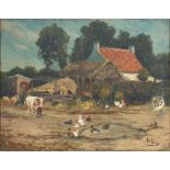Adolf Lins (1856-1927) Bauernhof mit Tieren, farmstead with animals,