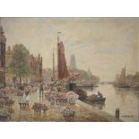 F. Max Richter-Reich (1896-1950) Amsterdam Blumenmarkt, dutch flower market,