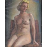 Adolphe Crespin (1859-1944) Frauenakt, blonde sitzende Dame, sitting nude act,