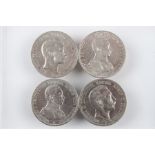 5 Mark - 4 Silbermünzen 1904-1914 Kaiserreich, silver coins,
