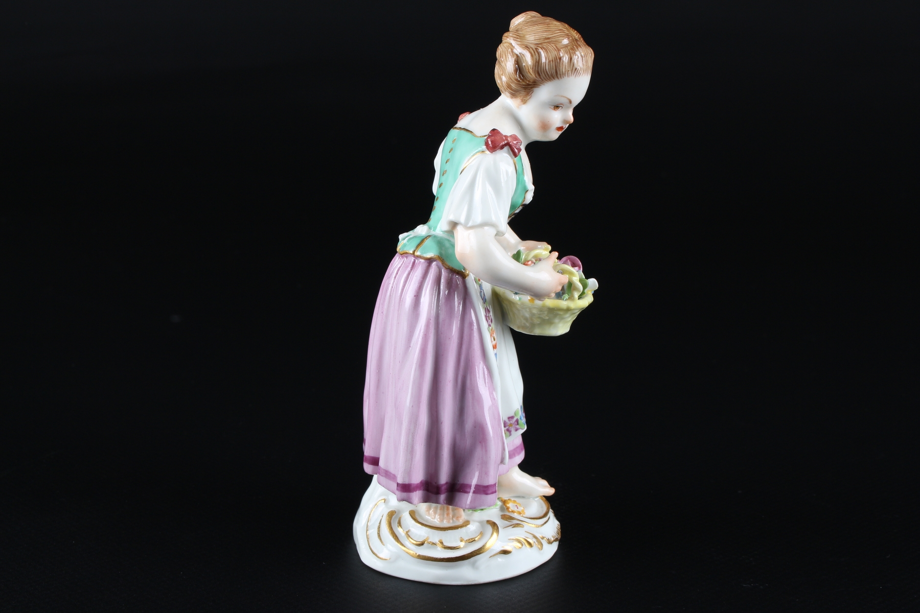 Meissen Gärtnerkind mit Blumenkorb, gardeners child with flowerbasket, - Image 4 of 5