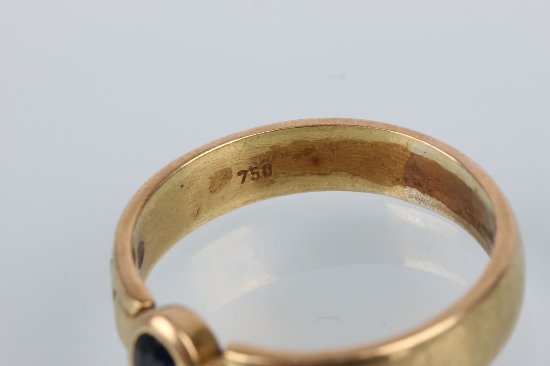 750 Gold Saphirring mit Brillanten, gold sapphire diamond ring, - Bild 6 aus 7