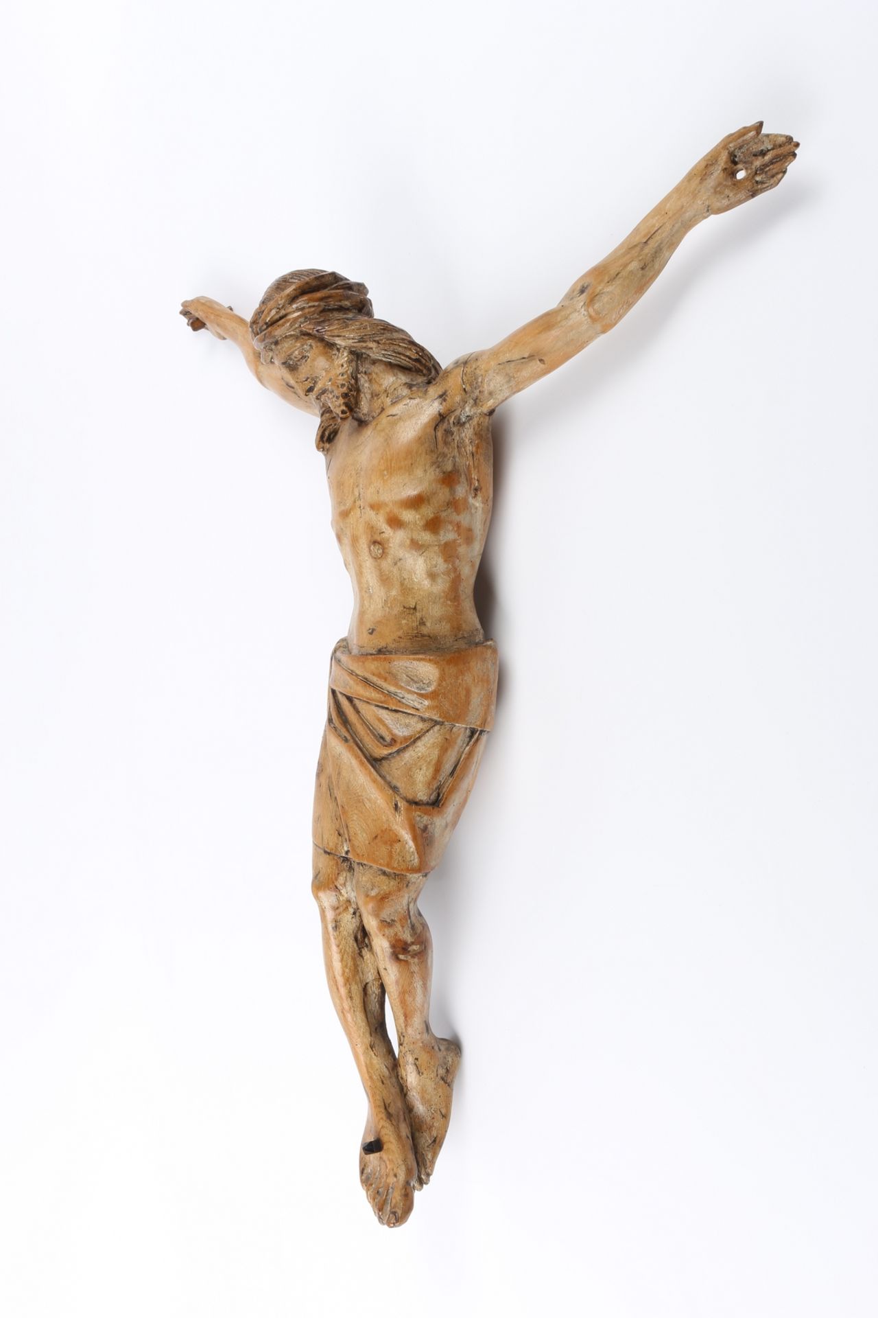 Heiligenfigur 19. Jahrhundert Jesus Christus, 19th century wooden body, - Image 2 of 4