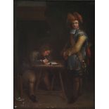Niederlande Altmeister 17./18. Jahrhundert, Interieur mit 2 Herren am Tisch, netherlands old master