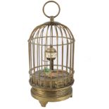 Vogelkäfig mit beweglichem Vogel als Tischuhr, birdcage mantel clock,