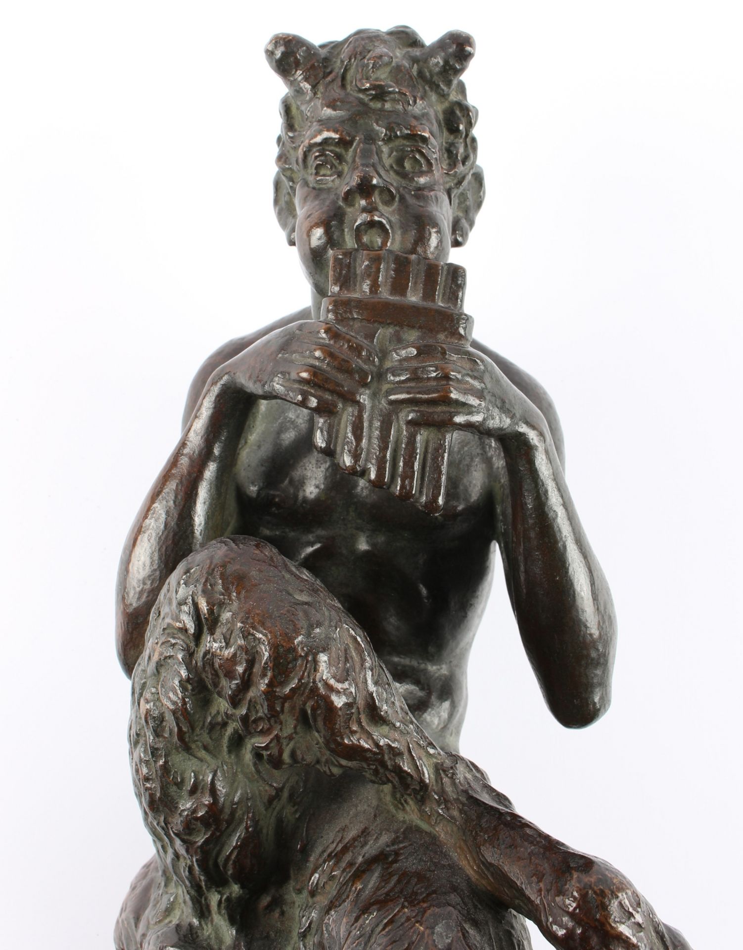 O. Cousin, 19. Jahrhundert, Bronze Faun - bronze satyr sculpture, - Image 4 of 5
