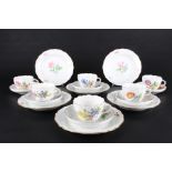 Meissen 6 Kaffeegedecke Blumenmalerei, coffee cups,